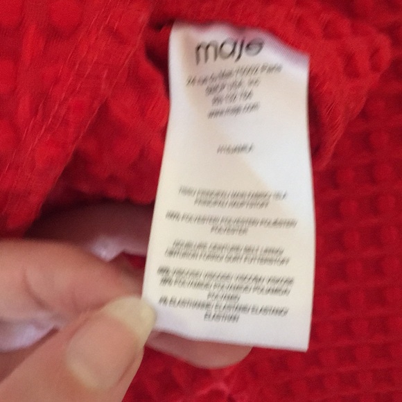 MAJE JAMILA WAFFLE KNIT PLEATED SKIRT RED SIZE 36 - Picture 8 of 8